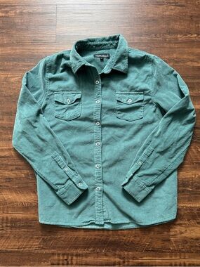 North River Outfitters Corduroy 100% Cotton Blue/Green Zip Up Overshirt
